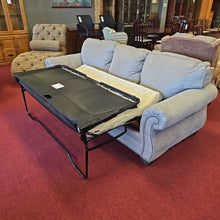 Load image into Gallery viewer, Tan Suede Sleeper Sofa w/ Pillows