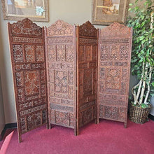 Load image into Gallery viewer, Vintage 4 Panel Carved Folding Screen
