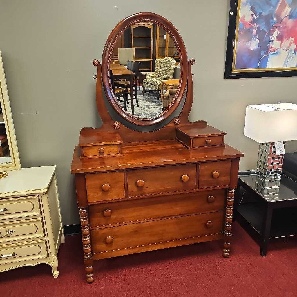 Davis Cherry Wood Dresser w/Mirror