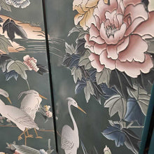 Load image into Gallery viewer, Four Panel Teal Wood Floral Screen