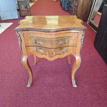 Load image into Gallery viewer, Vintage Parquetry Inlaid Side Table w/2 Drawers