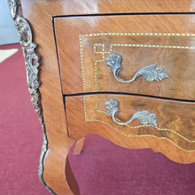 Load image into Gallery viewer, Vintage Parquetry Inlaid Side Table w/2 Drawers