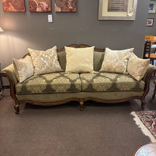 Load image into Gallery viewer, Bernhardt Upholstered Sofa w/ Wood Trim and pillows