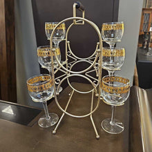 Load image into Gallery viewer, MCM Culver Stem Wine Glasses w/ Caddy