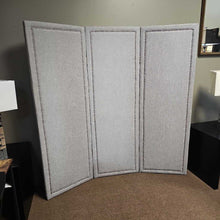 Load image into Gallery viewer, 3 Panel Grey Upholstered Screen
