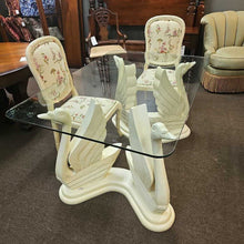 Load image into Gallery viewer, Glass Top Swan Base Dinning Table (as is)