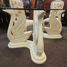 Load image into Gallery viewer, Glass Top Swan Base Dinning Table (as is)