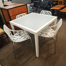 Load image into Gallery viewer, Faux Linen/White Metal Table w/4 Chairs