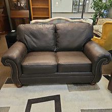 Load image into Gallery viewer, Brown Studded Loveseat