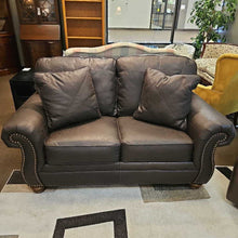 Load image into Gallery viewer, Brown Studded Loveseat