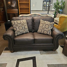 Load image into Gallery viewer, Brown Studded Loveseat