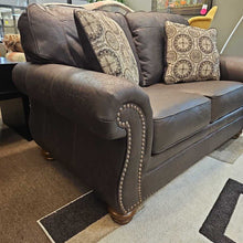 Load image into Gallery viewer, Brown Studded Loveseat