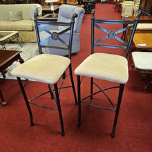 Load image into Gallery viewer, Pair Metal Frame Bar Stools