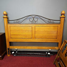 Load image into Gallery viewer, King Size Wood &amp; Metal Bed
