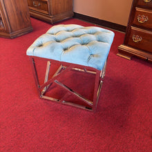 Load image into Gallery viewer, Blue Upholstered Stool/Ottoman