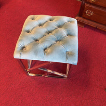 Load image into Gallery viewer, Blue Upholstered Stool/Ottoman