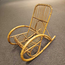 Load image into Gallery viewer, MCM Bent Bamboo Rattan Rocker