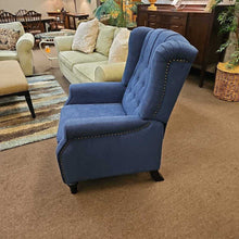 Load image into Gallery viewer, Blue Wingback Recliner