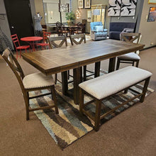 Load image into Gallery viewer, Dining Table w/2 Leaves/4 Chairs/1 Bench