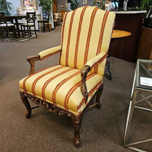Load image into Gallery viewer, Carved Wood Striped Arm Chair