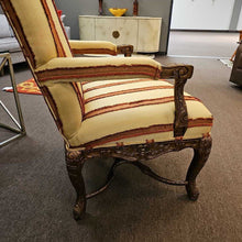 Load image into Gallery viewer, Carved Wood Striped Arm Chair