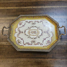 Load image into Gallery viewer, Ornate Porcelain &amp; Brass Rim Tray