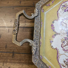 Load image into Gallery viewer, Ornate Porcelain &amp; Brass Rim Tray