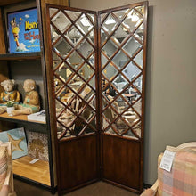 Load image into Gallery viewer, Vintage Wood &amp; Beveled Mirror 2 Panel Screen