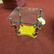 Load image into Gallery viewer, Gold Ornate Glass Top End Table