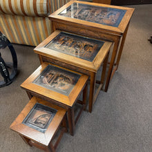 Load image into Gallery viewer, Set of 4 Nesting Tables w/Glass Insert Tops