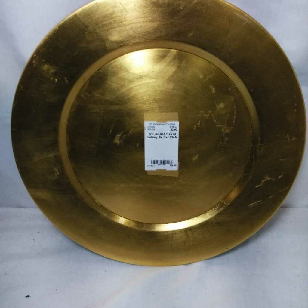 Gold Holiday Server Plate