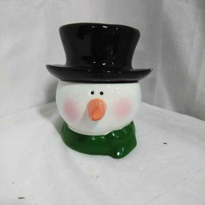 Ceramic Snowman Candle W/Top Hat