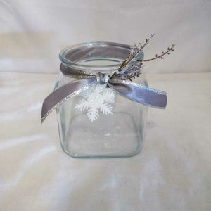Holiday Silver Bow/Snowflake Glass Dish