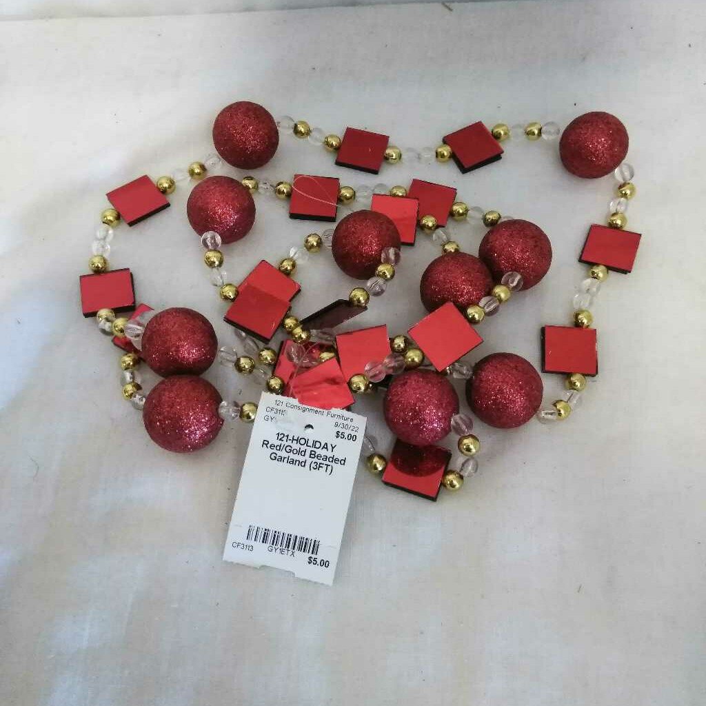 Red/Gold Beaded Garland (3FT)