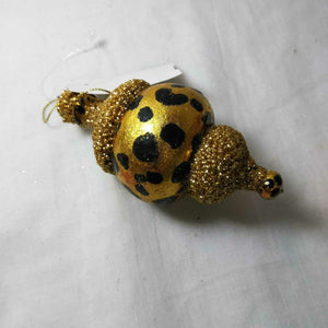 Gold Glitter & Leopard Ornament