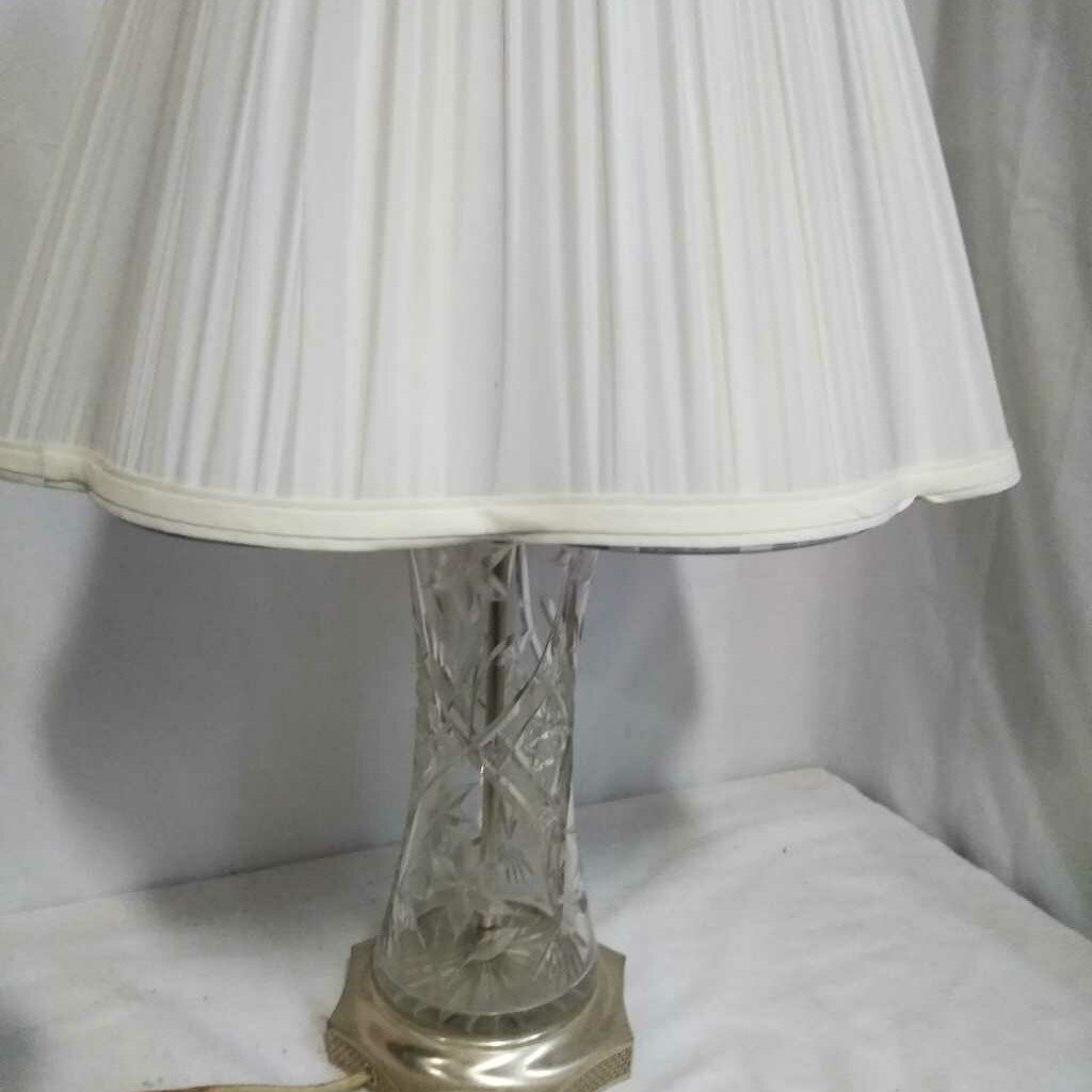 Two Light Table Lamp w/ Embossed Crystal base