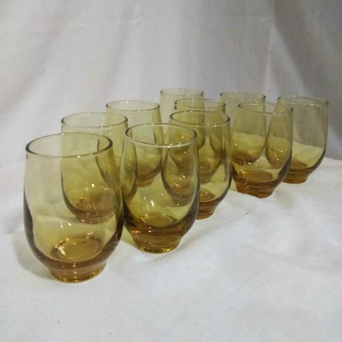 Set of 10 Small Honey Brown Libbey Tempo Glasses
