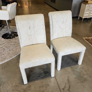 Pair of Douglas Formal Dining Chairs in White Floral Upholstery