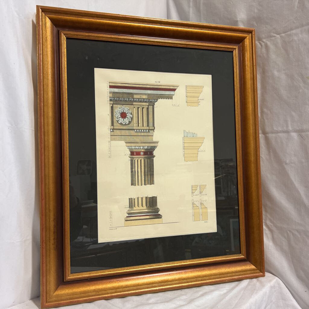 Column Matted Print in Gold Frame