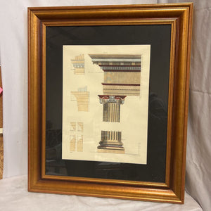 Column Matted Print in Gold Frame