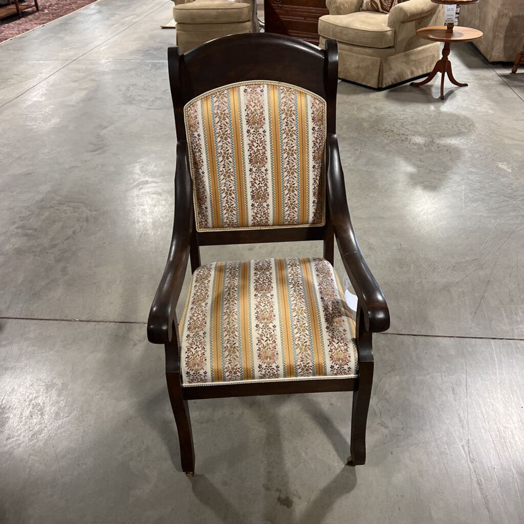 Antique Upholstered Chair in Walnut Finish