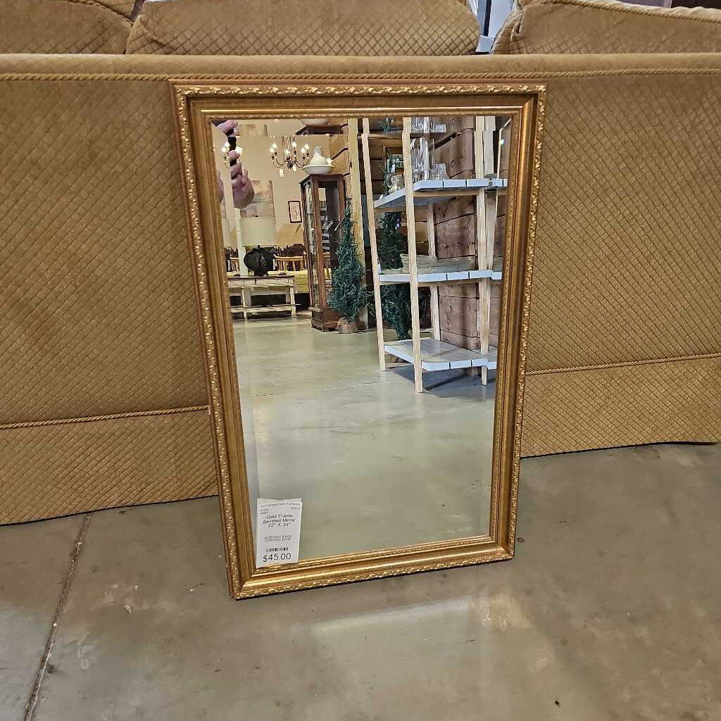 Gold Frame Beveled Mirror