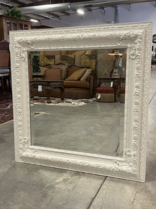 Beveled Mirror White Ornate Frame