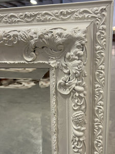 Beveled Mirror White Ornate Frame