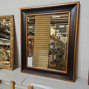 Framed Copper Tone Bevel Mirror