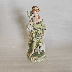 Andrea by Sadek Hand Painted Porcelain Woman w/Dog