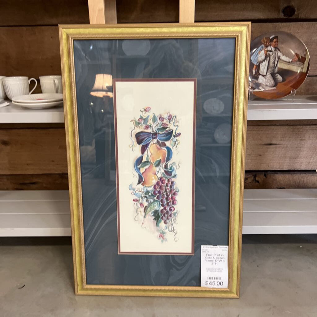 Fruit Print in Gold & Green Frame