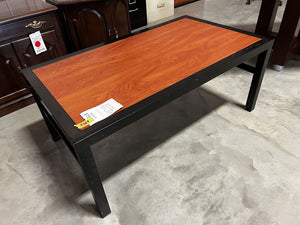 Black Metal Frame Coffee Table w/ Wood Tone Top