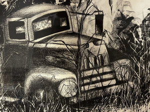 Russel Goom Signed Charcoal Truck Etching #3/15