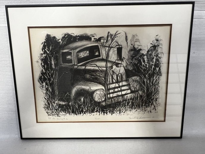 Russel Goom Signed Charcoal Truck Etching #3/15